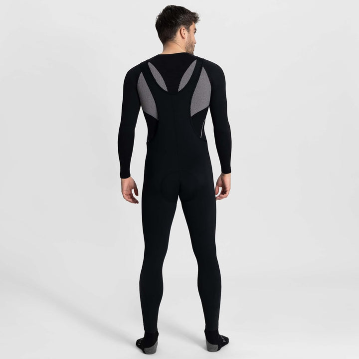 Rogelli Core Radlerhose Herren mit Sitzpolster - Lange Fahrradhose Mit Trager - Atmungsaktiv - Schwa