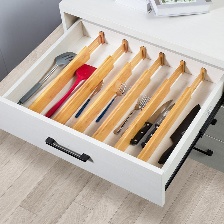 VaeFae Schubladentrenner Verstellbar Bambus Schubladenteiler, Ausziehbare Schubladen Organizer (42,5
