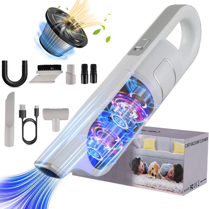 Akku-Autostaubsauger mit hoher Leistung, Upgrade 15000 Pa 2-Gang Handstaubsauger 4-in-1-Mini Kabello