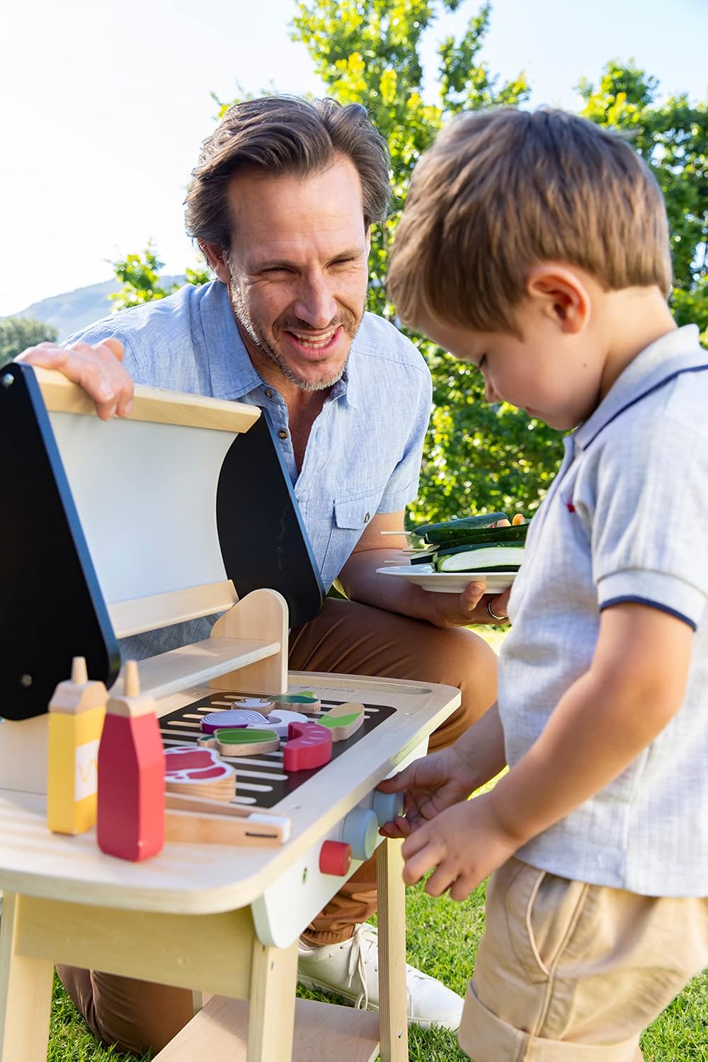 EverEarth Kinder BBQ Grill aus nachhaltigem Holz - Lernspielzeug zum Üben mit Essen und Lebensmittel
