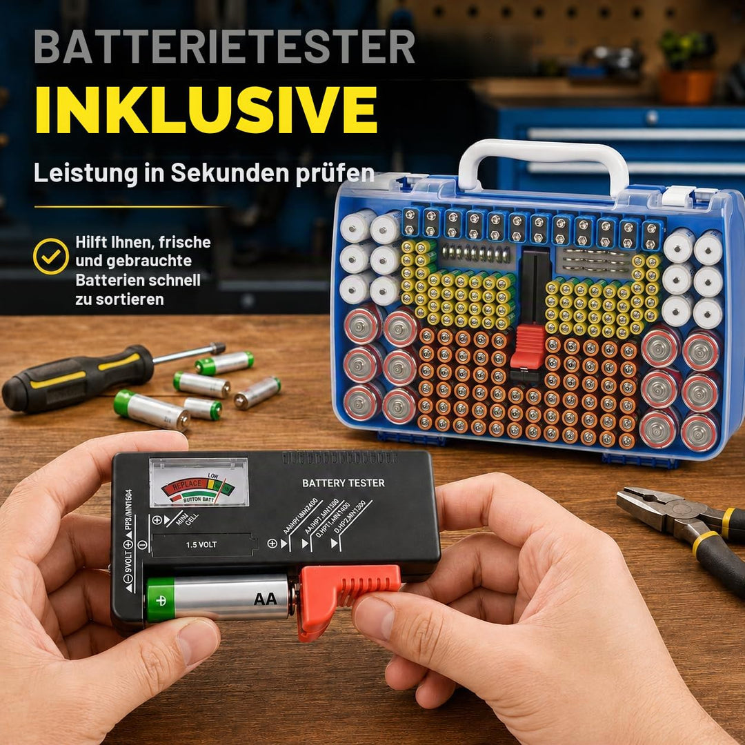 Batterie Aufbewahrungs Organizer mit doppelseitiger Batteriebehälter für 269 Stück AA AAA AAAA 3A 4A