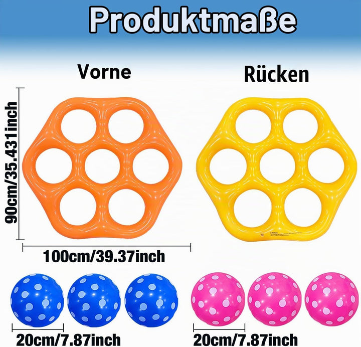 Aufblasbares Tic Tac Toe Pool Spiel, Grosses Schwimmendes Wurfspiel mit 6 Spielfiguren, Wasser Spiel