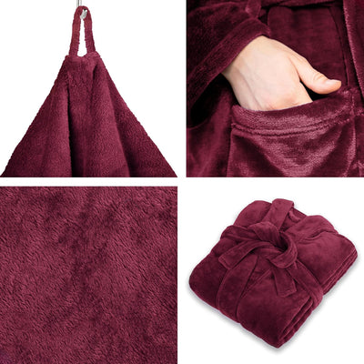 Gräfenstayn® Damen & Herren Kuschelfleece Bademantel ohne Kapuze mit Öko-Tex Standard 100 in Grösse