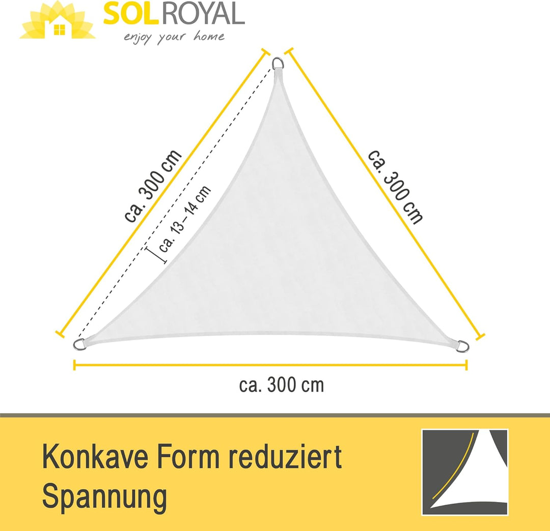 Sol Royal Sonnensegel dreieckig Wasserdicht 3x3x3m Terrasse – Sonnensegel Balkon Segeltuch UV Sonnen