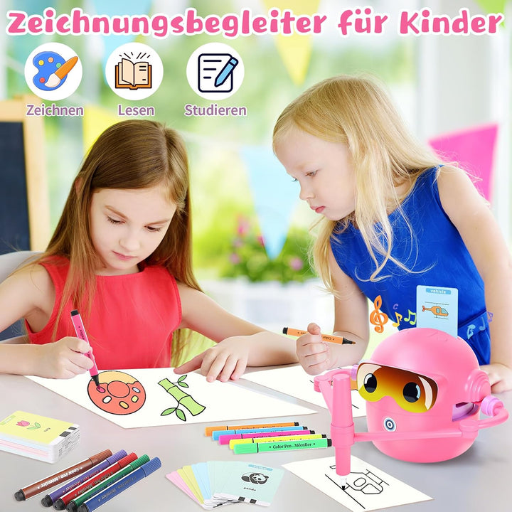 Charmofun Malroboter für Kinder, Zeichenroboter Kinder mit Stift &amp; 100 Karten, Drawing Robot zur Frü