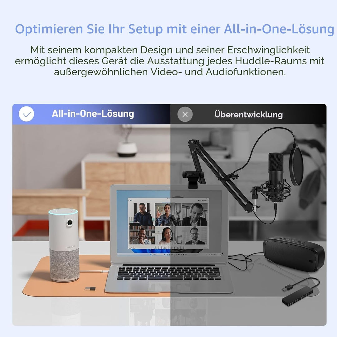 Nuroum Videokonferenz-Webcam mit Mikrofon&Lautsprecher, C10 3-in-1 Kamera für Videokonferenz mit Fre