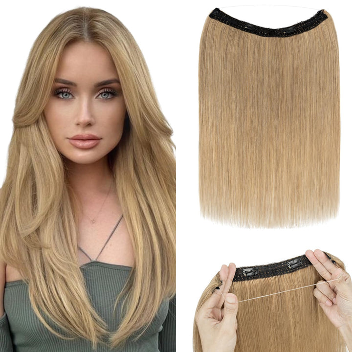 Extensions Echthaar mit transparenter Schnur, Silk-co Wire in Extensions Dunkelblond 55g, Secrets Ha