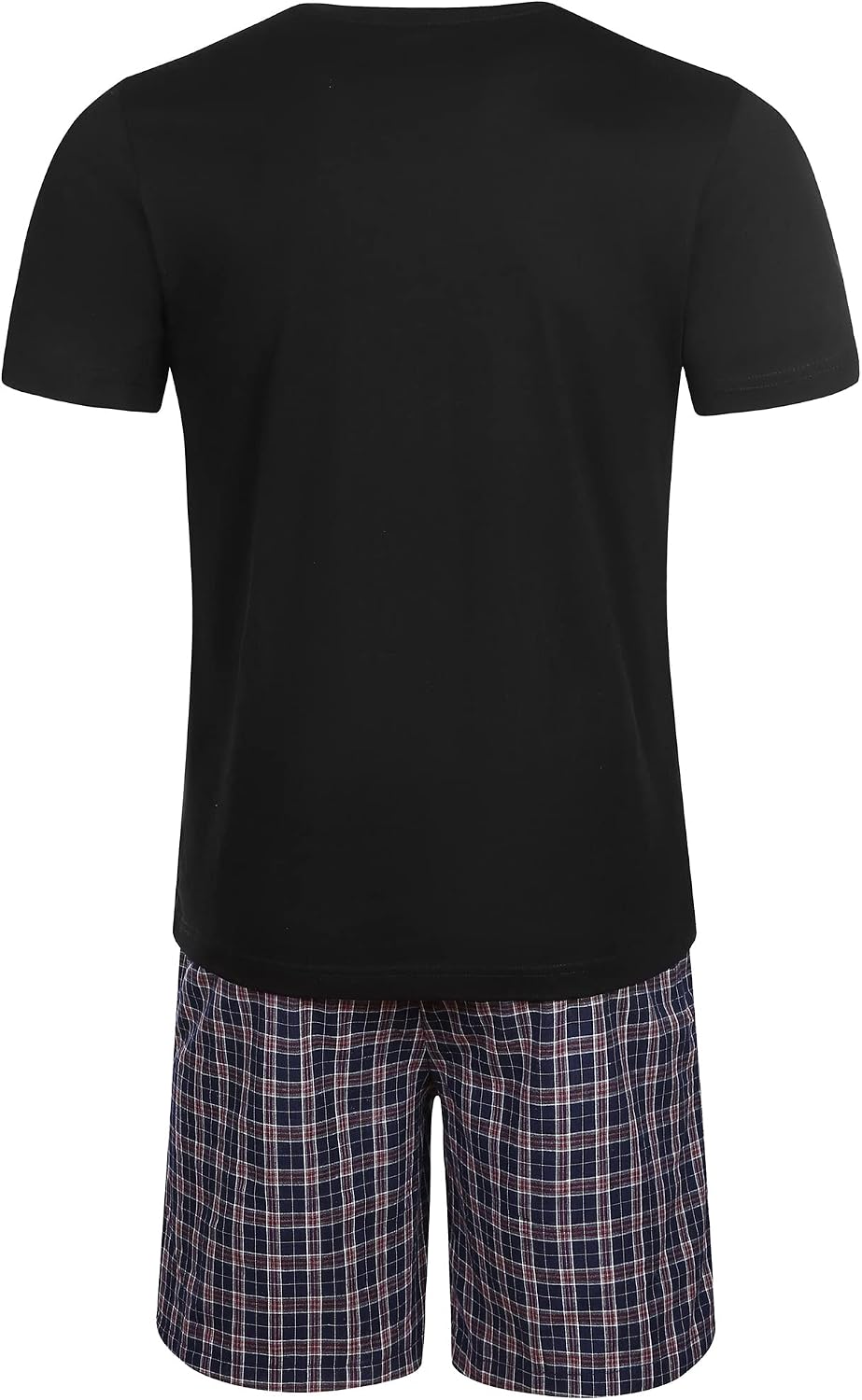 Schlafanzug Herren Kurz Pyjama 100% Baumwolle Kurzarm Nachtwäsche Nightwear Set mit Rundhals Design