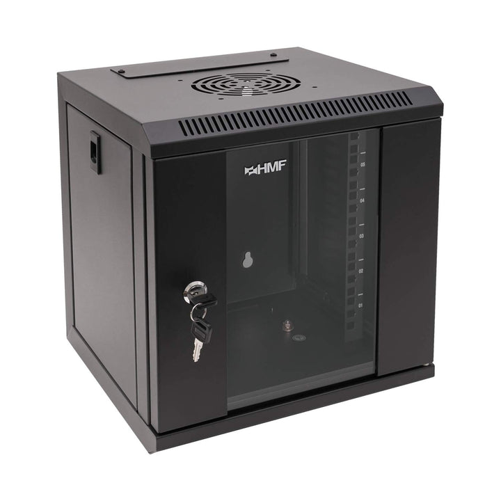 HMF 63306-02 Serverschrank 10 Zoll, 6 HE, Netzwerkschrank, Wandschrank, 10", 31,2 x 30 x 35 cm, Voll