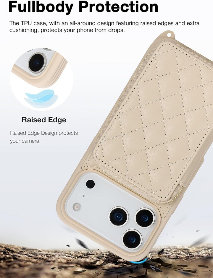 ELTEKER Handyhülle für iPhone 17 Pro Max Hülle mit Band Verstellbarem Schultergurt, Reissverschluss