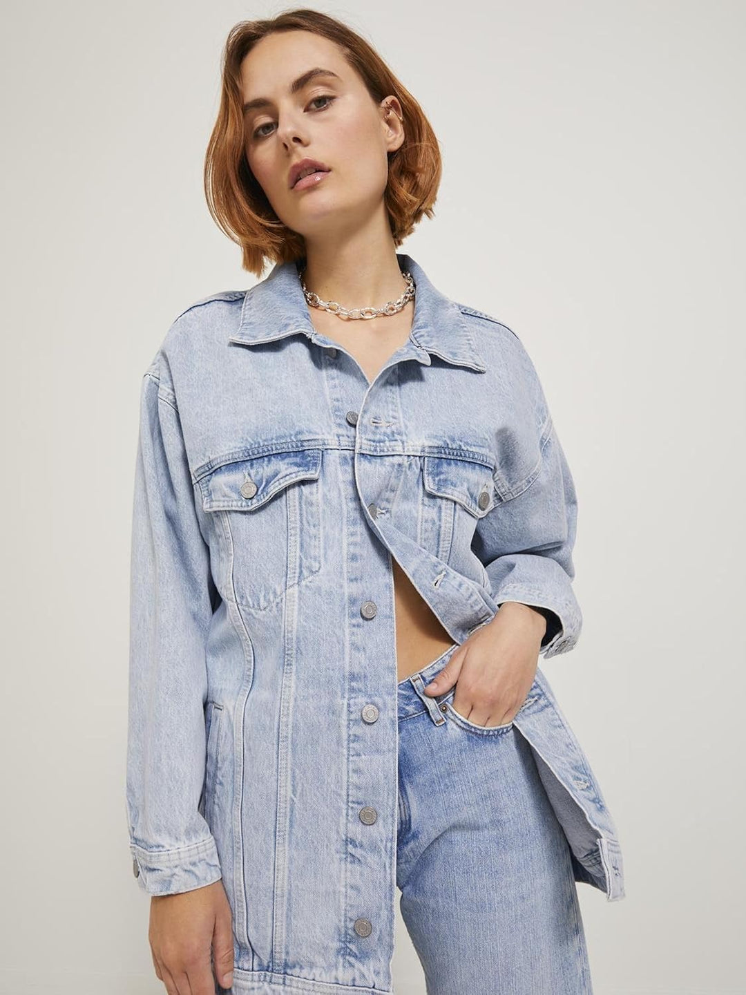 JACK &amp; JONES Damen JJXX JXALISON Oversized Long Jacket CR503 NOO XS Light Blue Denim, XS Light Blue