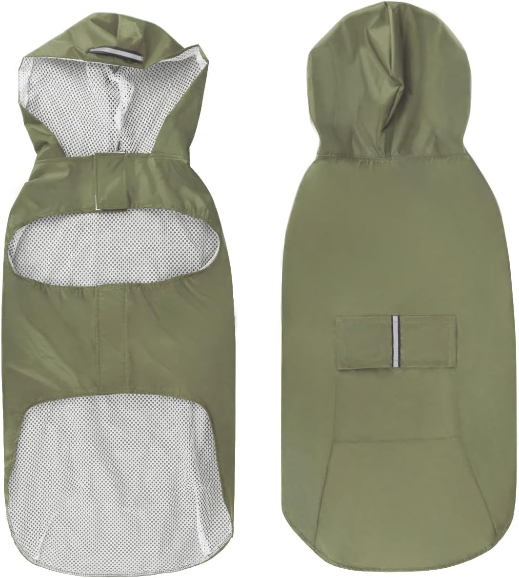 Idepet Regenmantel für Hunde mit Kragenloch Wasserdicht Reflektierend Winddicht Poncho Regenjacke mi