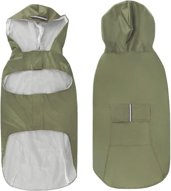 Idepet Regenmantel für Hunde mit Kragenloch Wasserdicht Reflektierend Winddicht Poncho Regenjacke mi