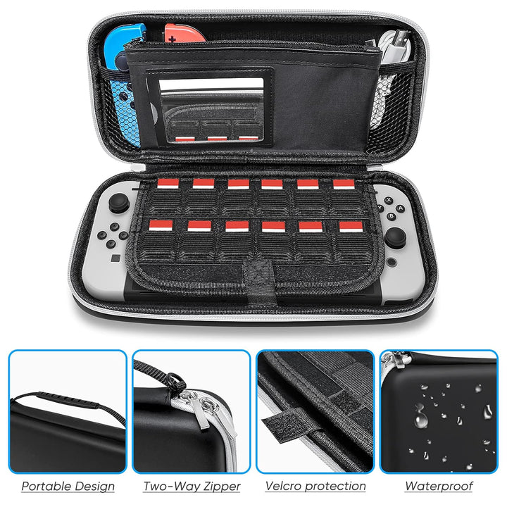 FYOUNG Zubehör Bundle Kompatibel mit Nintendo Switch OLED-Modell mit Tragetasche und Schutzhülle Tra