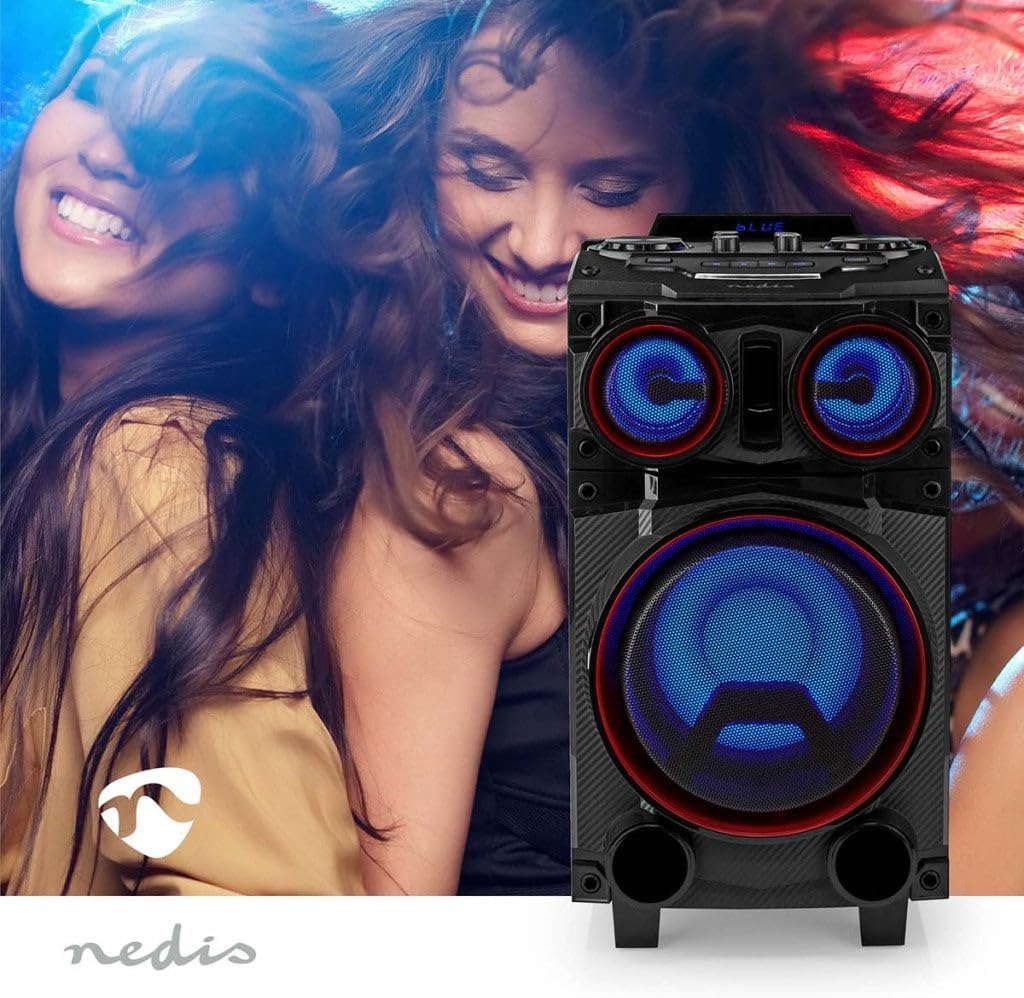Nedis Bluetooth®-Party-Lautsprecher | max. Batteriespielzeit: 6.5 Std | 120 W | Tragegriff | Partyli