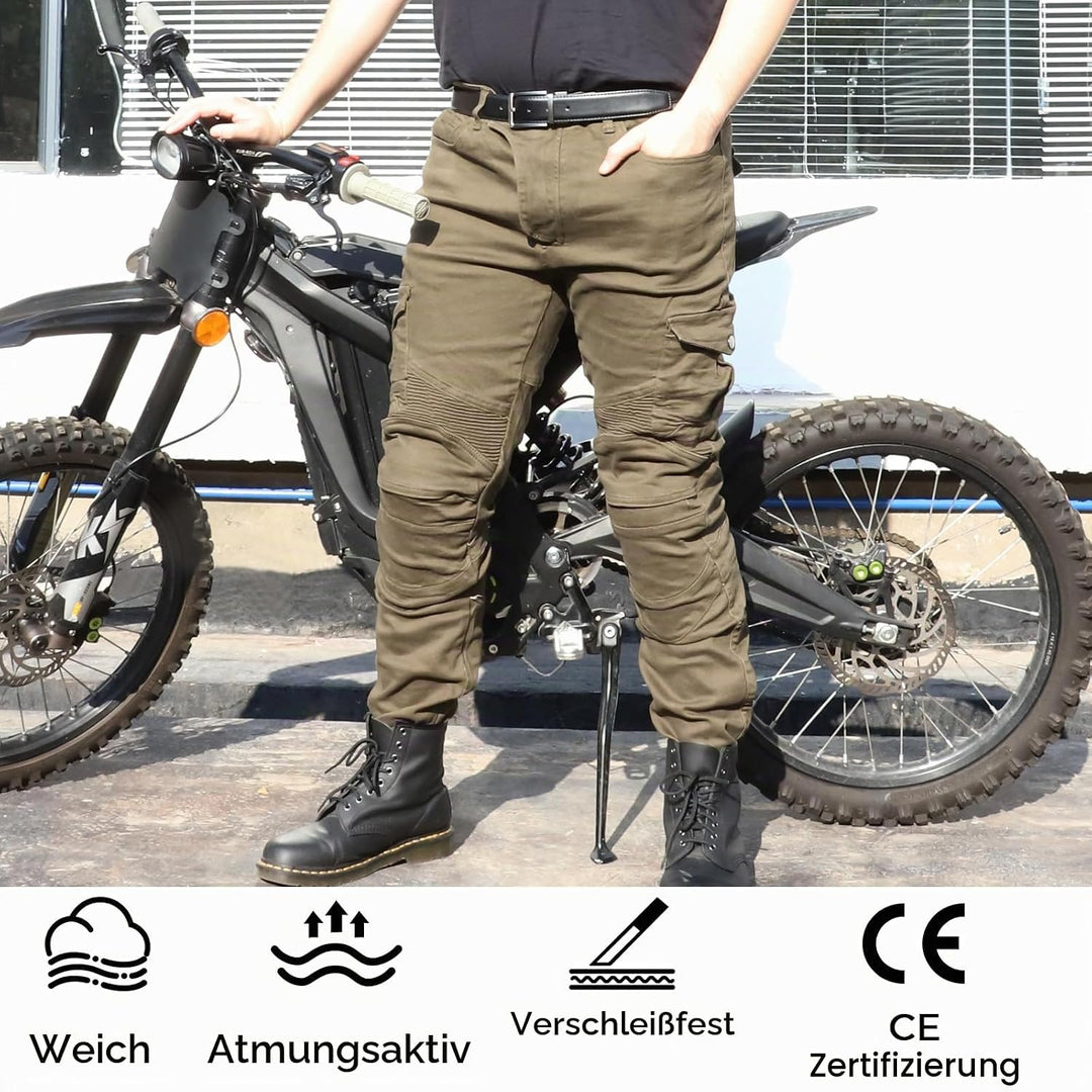 Alpha Rider Motorradhose Herren Jeans Textil Motorrad Hose mit Protektoren Armee Grün 3XL 3XL Grün,
