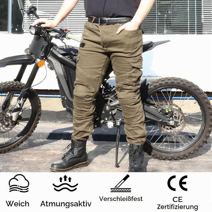 Alpha Rider Motorradhose Herren Jeans Textil Motorrad Hose mit Protektoren Armee Grün 3XL 3XL Grün,