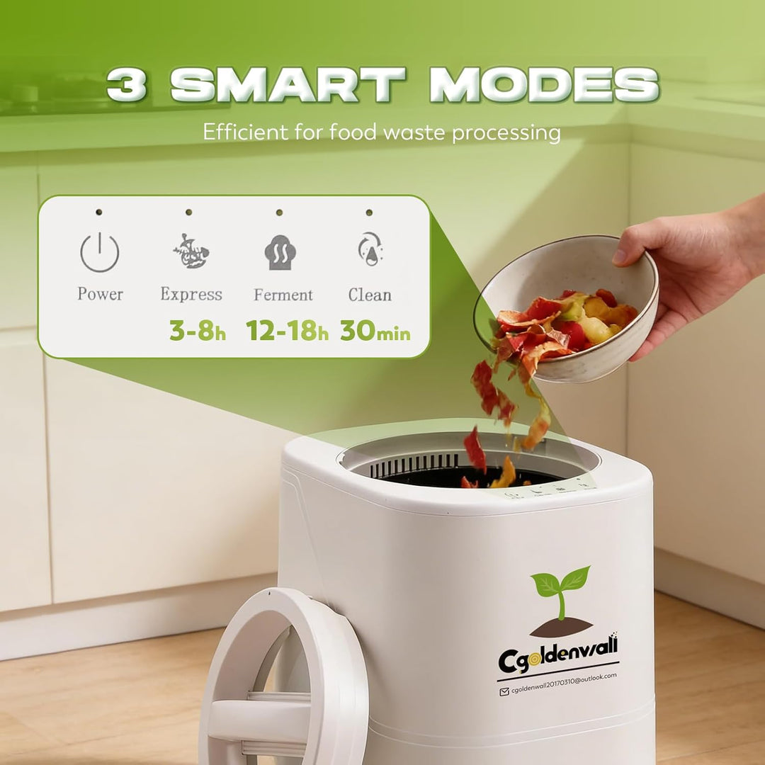 CGOLDENWALL Elektrischer Küchenkomposter 4.2L, Smart Komposter für Lebensmittelabfälle mit Express &
