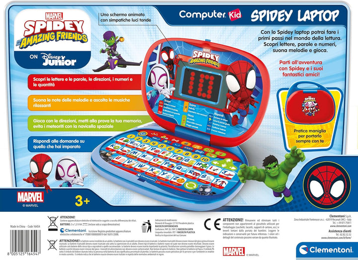 Clementoni 16454 Spiderman Computer Kid Marvel Spidey and His Amazing Friends, Lernspiel, Kindercomp