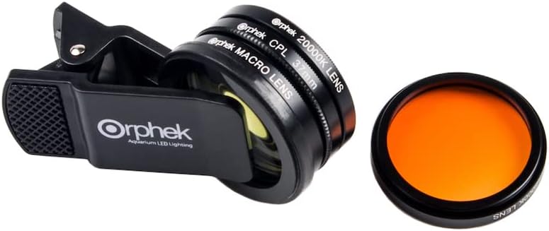 Orphek Objektiv – Kit für Smartphones – 4 enthalten: Makro, CPL 37mm polarisiert, 15.000K Orange, 20