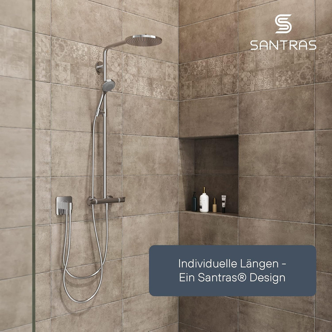 SANTRAS® Metall Duschschlauch DELUXE 2,50 m lang mit Wassersparer in Chrom– Besonders hochwertiger u