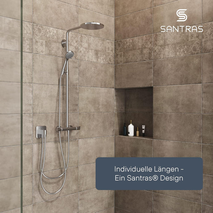 SANTRAS® Metall Duschschlauch DELUXE 2,50 m lang mit Wassersparer in Chrom– Besonders hochwertiger u
