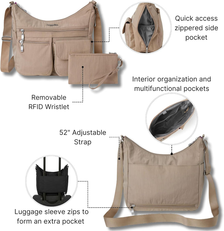 Baggallini Damen Everywhere bagg with überall Tasche mit RFID Einheitsgrösse Strand, Einheitsgrösse