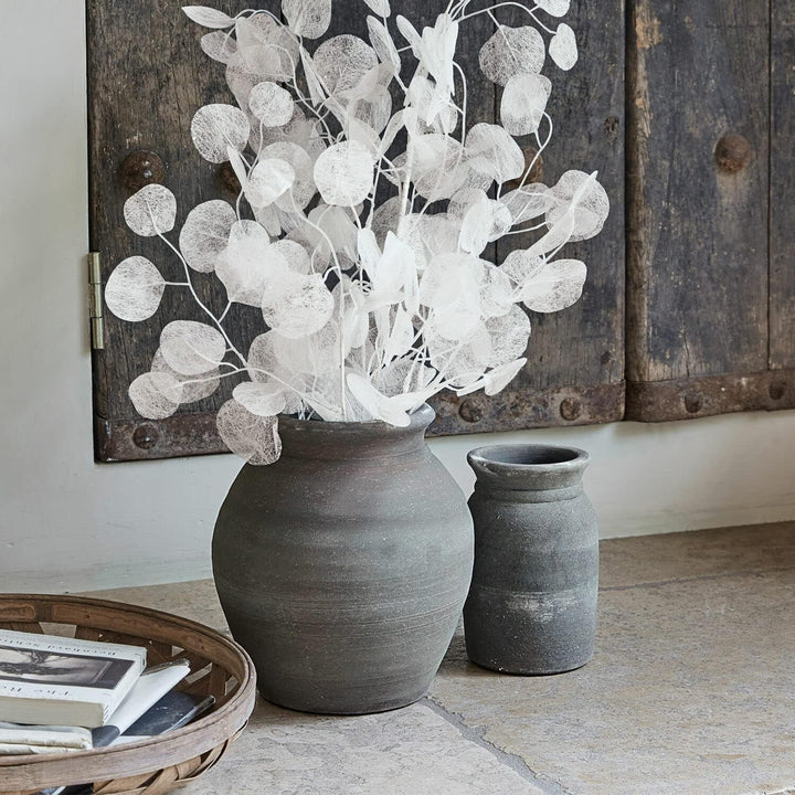 LOBERON® Vase 2er Set Molduc, Zwei unterschiedliche Designs, rustikaler Chic, dunkle Oxidations-Pati