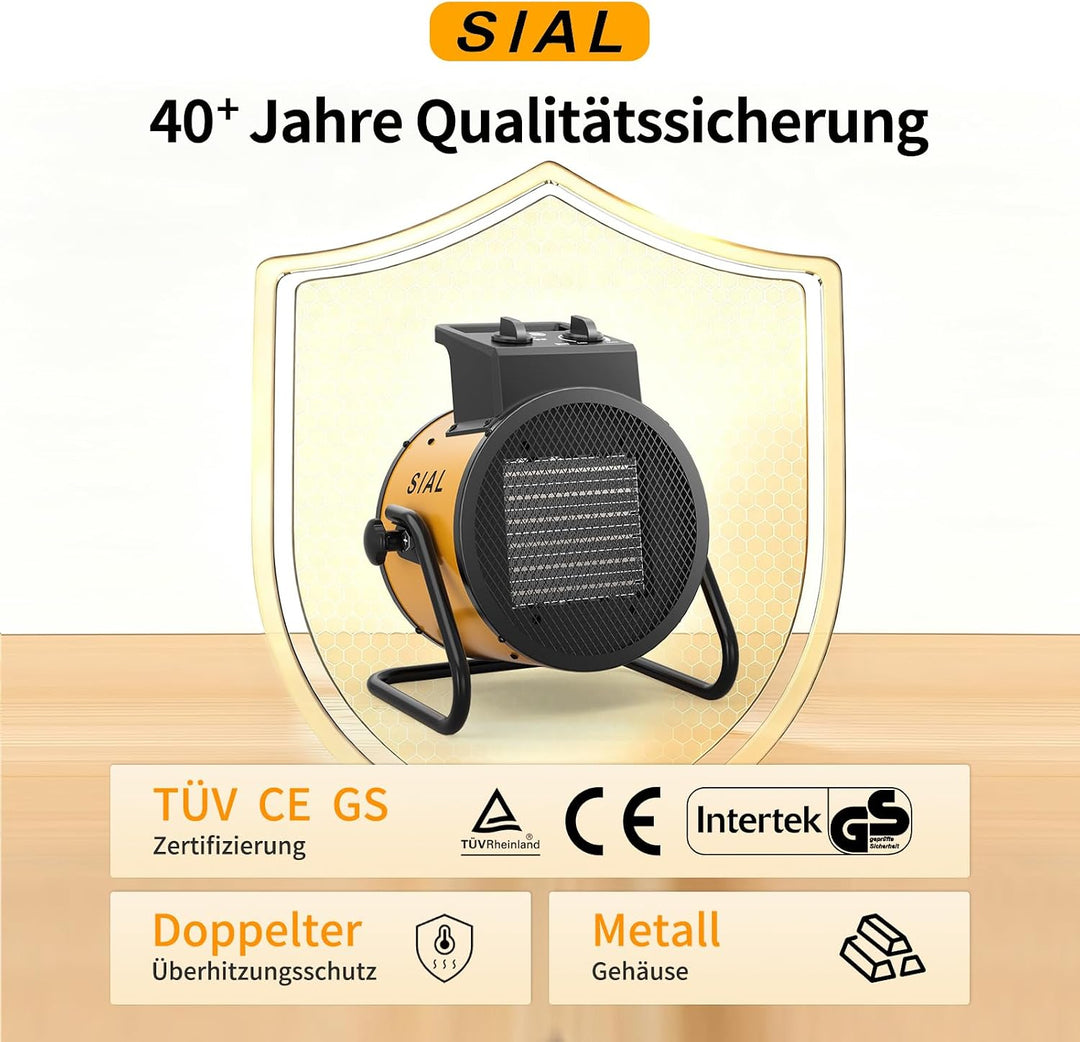 SIAL 5000 W Heizlüfter - Elektroheizgebläse - Keramik Heizstrahler - Bauheizer Bautrockner - Heizger