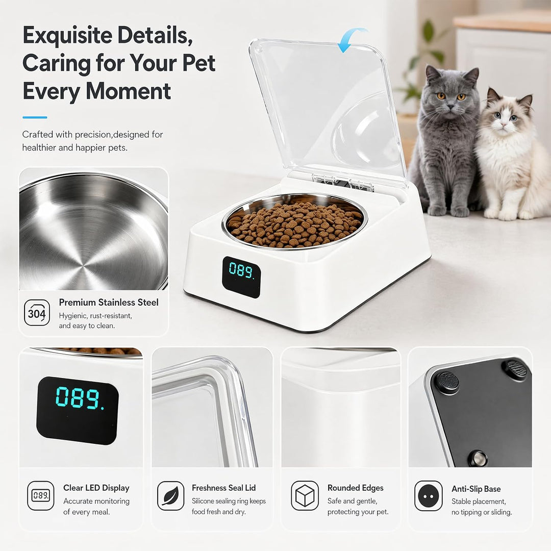 Nassfutterautomat für Katzen - Induktiv Aufklappbarem Deckel Futterautomat Katze Nassfutter,Automati