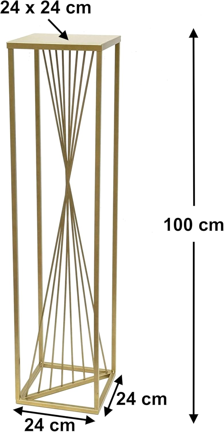 DanDiBo Blumenhocker Metall Gold Eckig 100 cm Blumenständer Beistelltisch 96567 Blumensäule Design M
