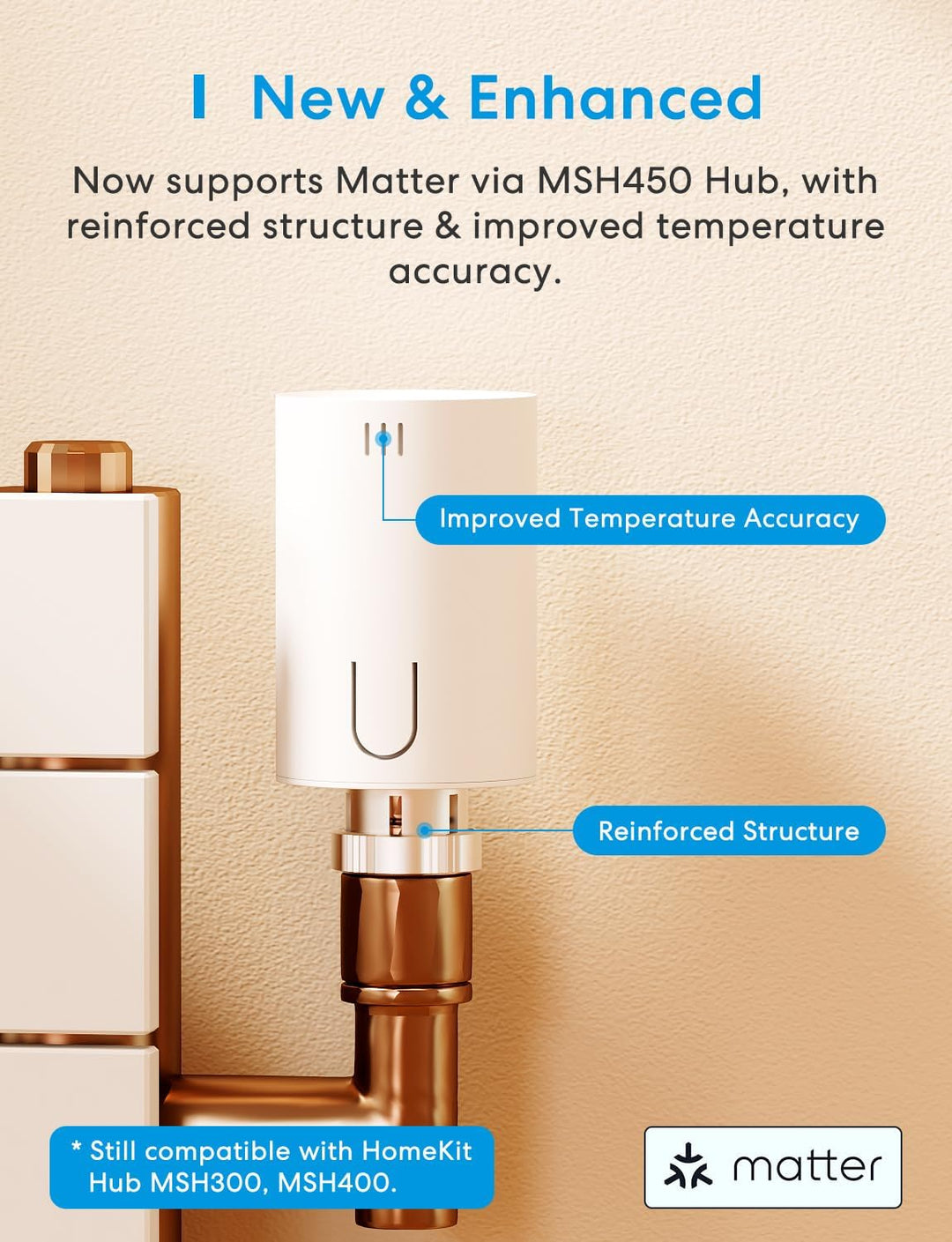 Meross Matter Heizkörperthermostat WLAN Heizungsthermostat benötigt extra Hub Smart Thermostat WLAN