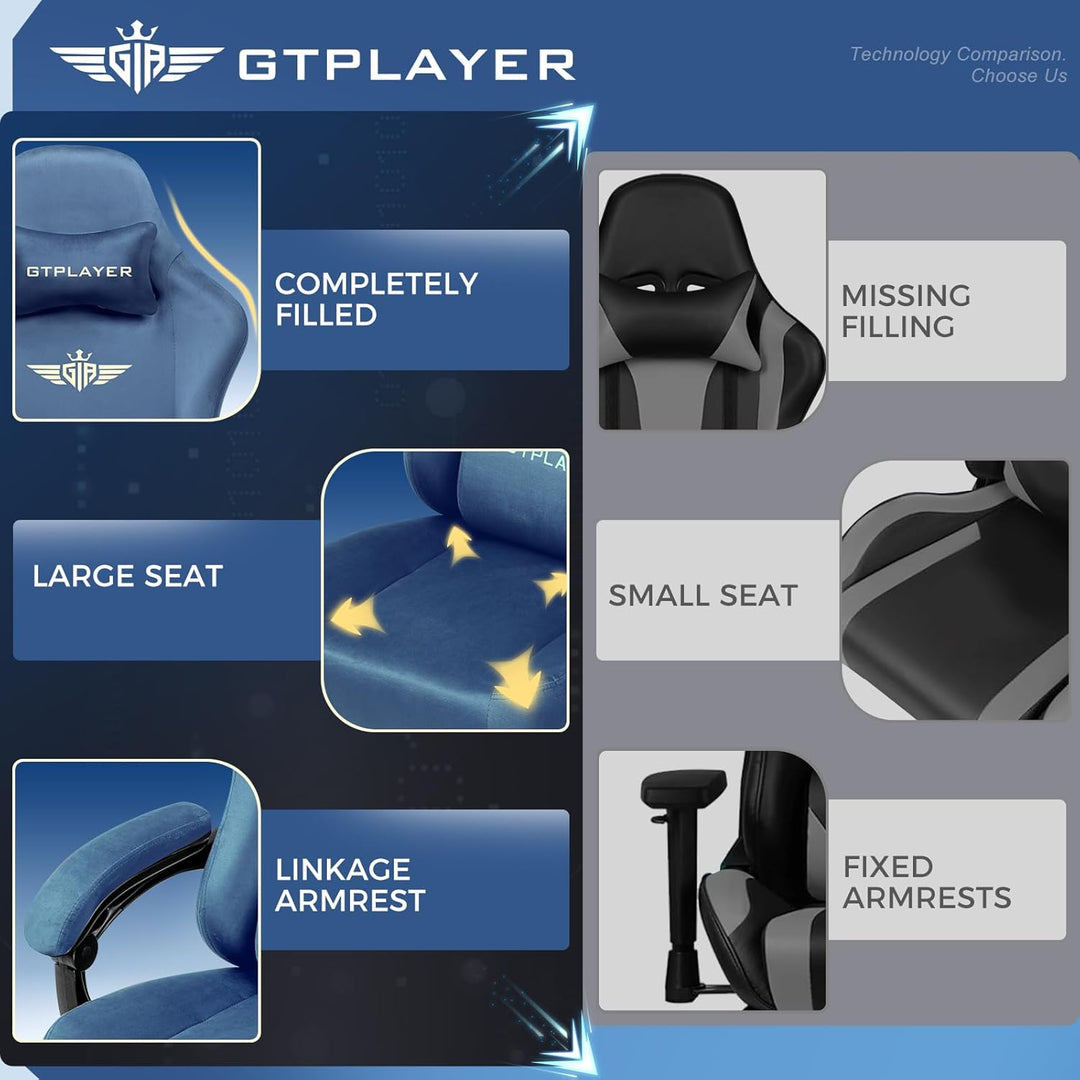 GTPLAYER Gaming Stuhl, Atmungsaktiver Bürostuhl, bürostuhl ergonomisch, Hochwertiger - Stoff, Ergono