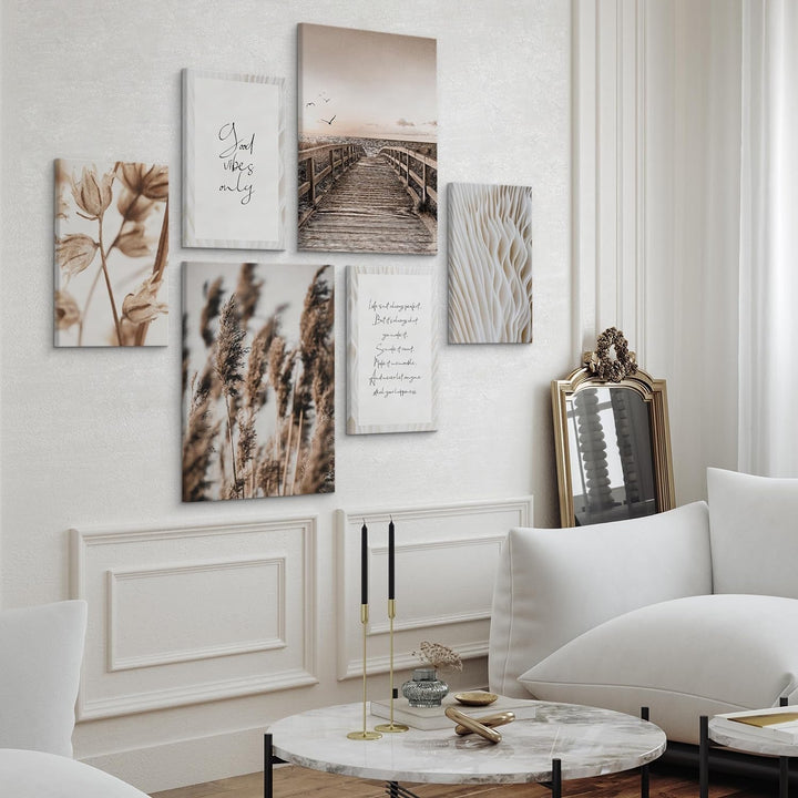 Muralo - Wandbilder Set - Leinwand Bilder Set Aufhängefertig in Boho Stil - das Leinwandbilder Set -