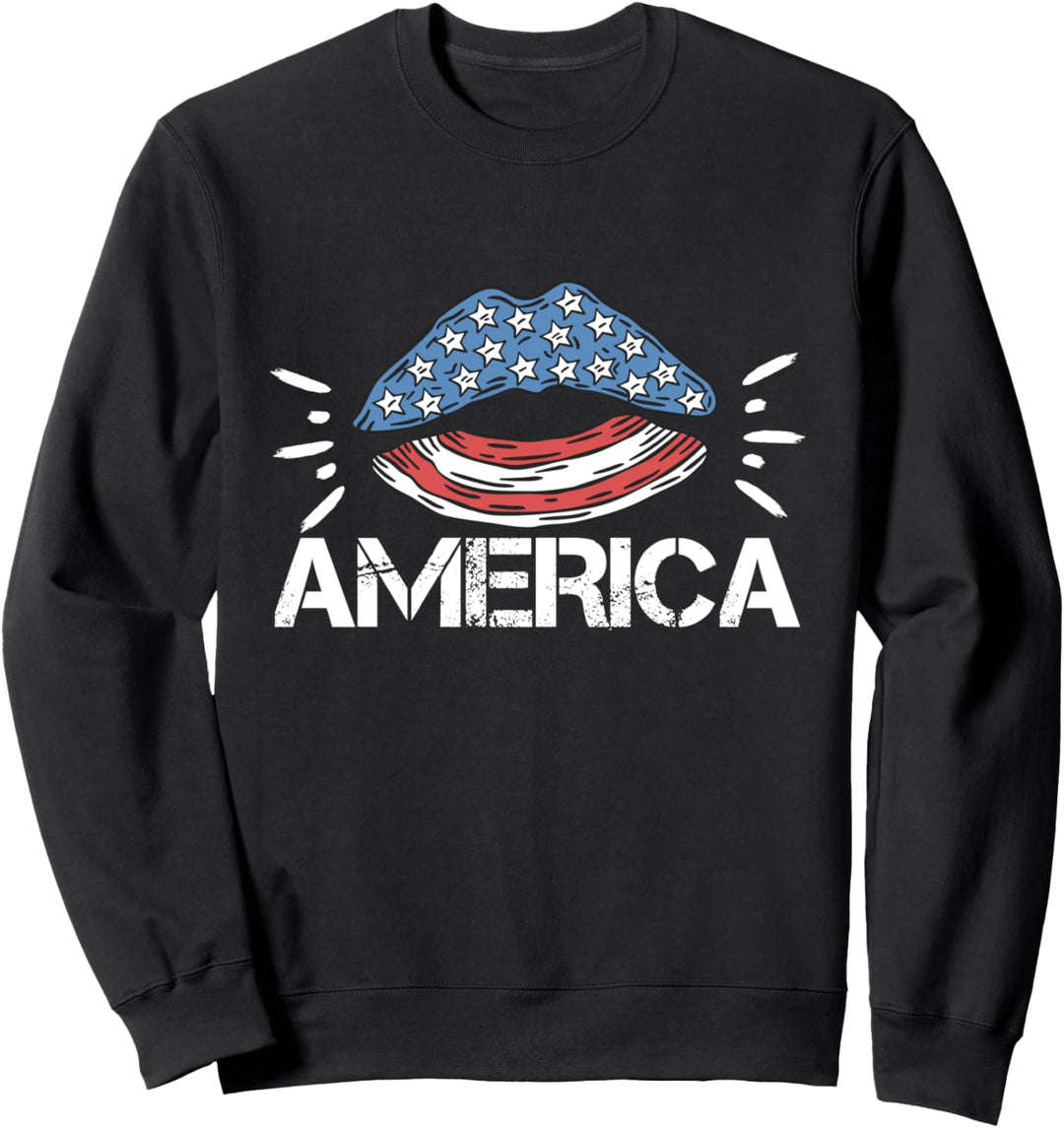 America Kiss Patriotic 4. Juli Sweatshirt