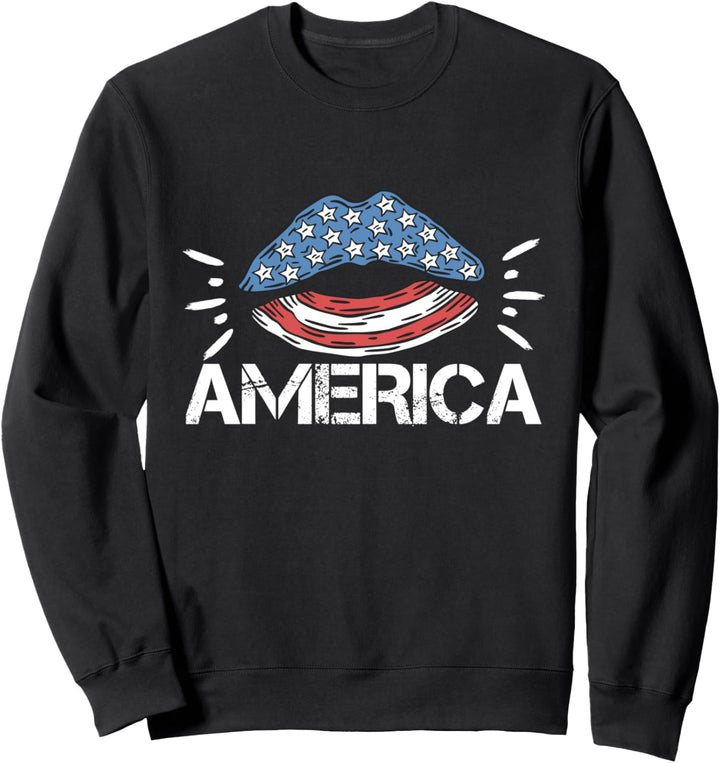 America Kiss Patriotic 4. Juli Sweatshirt