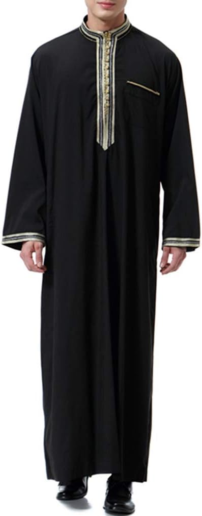 Kaftan Herren Lang Gebetskleidung für Männer Islamische Kleidung Herren Muslim Kleid Langarm Arabisc
