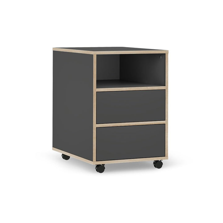 Vicco Rollcontainer Tetrix, Anthrazit, 42 x 55 cm mit Regalen und 2 Schubladen, Anthrazit