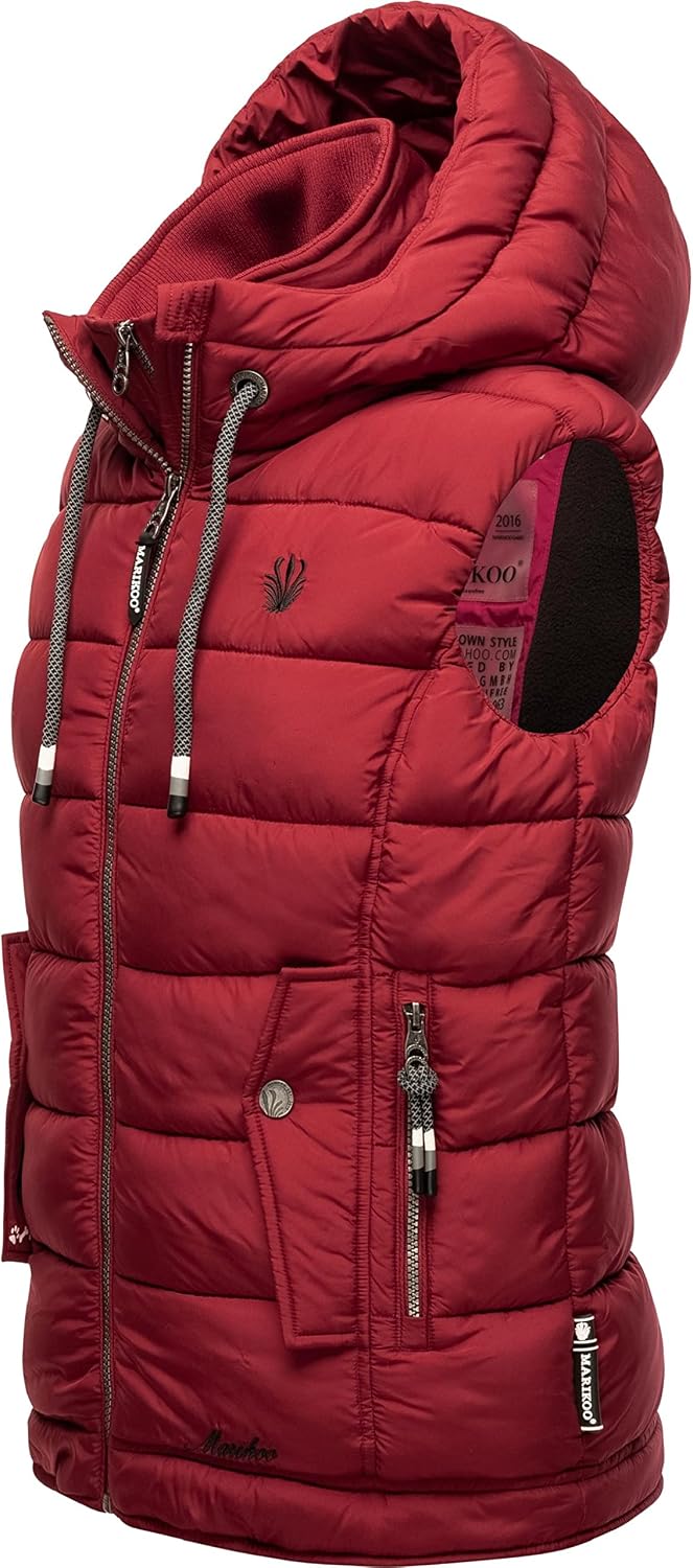 MARIKOO Damen leichte Übergangsweste Steppweste mit Kapuze Taisaa XS-3XL S Blood Red, S Blood Red