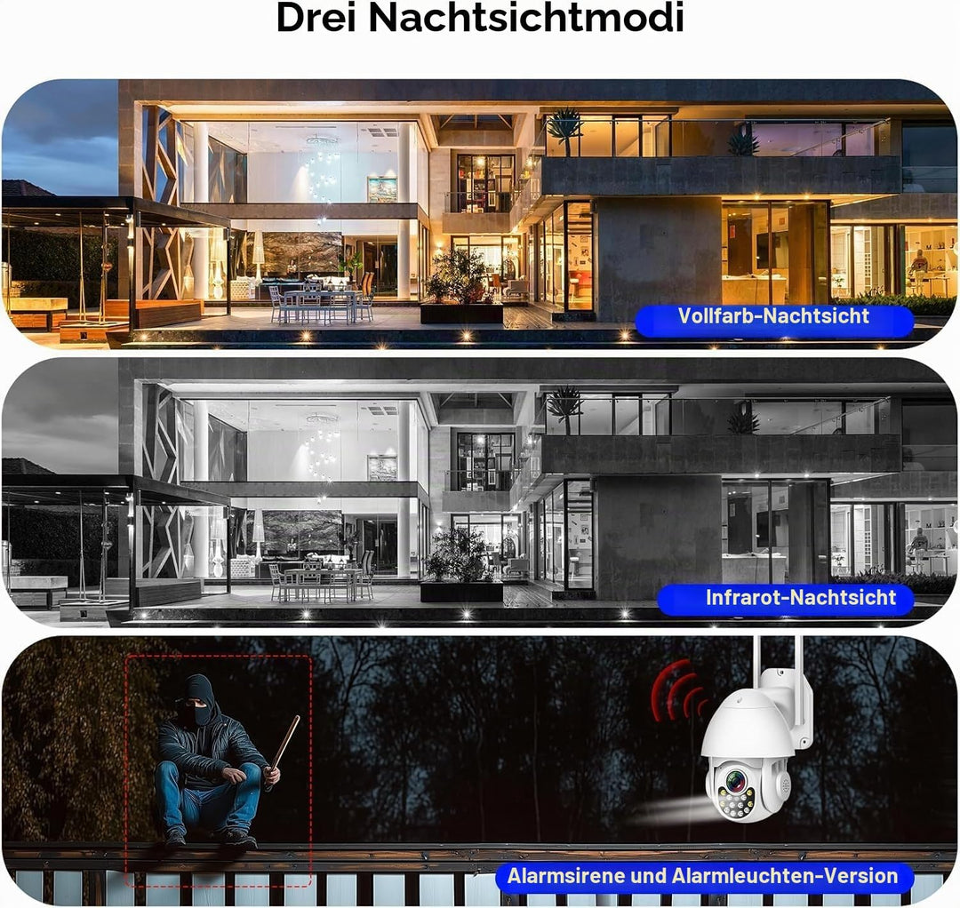 Clouree Alarmanlagen-Set für Zuhause mit 3MP-Aussenkamera, 4G+WLAN-Alarmsystem mit Sirene, PIR-Beweg