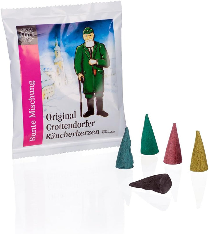 DWU Original Erzgebirgischer Räuchermann® Waldwichtel gross Holzsammler grün - inkl. Original Crotte