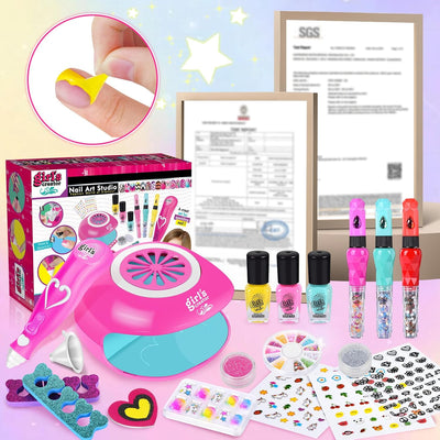 Herefun Nagelstudio Kinder Mädchen, Geschenke für Mädchen Nagellack Set, Nagelkunst Kinder 6 7 8 9,