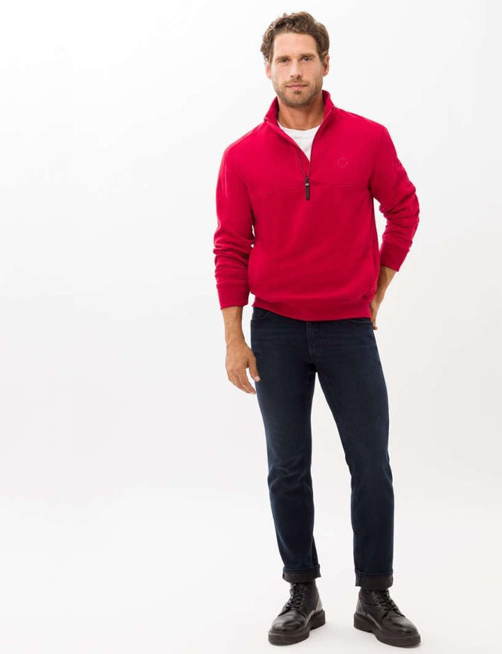 BRAX Herren Troyer Pullover Sweater Steve Sweaterstrick Navy Blue M Fire, M Fire