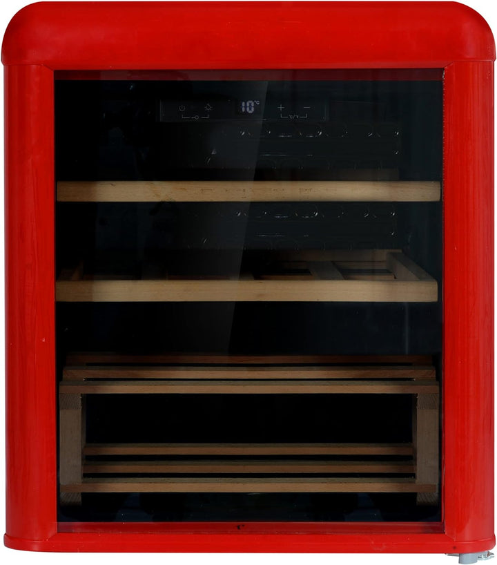 Amica WKR 341 910 R Retro-Weinkühlschrank/Weintemperierschrank im Retro Design/Rot/max. 10 Bordeauxf