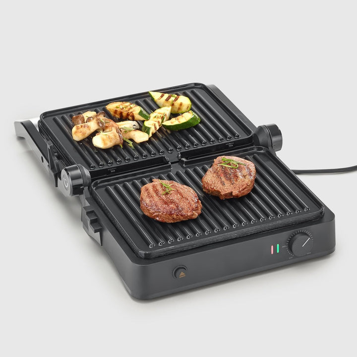 SEVERIN SEVINI Lite, Kontaktgrill für Fleisch, Fisch & Gemüse, Keramikbeschichteter Sandwich-Maker f