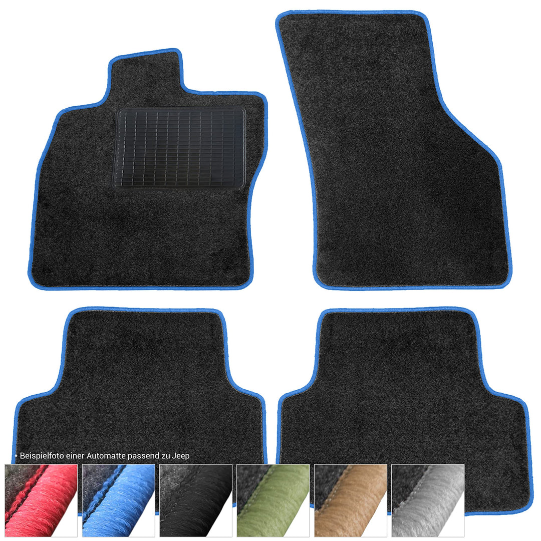 moto-MOLTICO Fussmatten Auto Velours Autoteppiche Schwarz Automatten Set 4-teilig passend für Jeep G