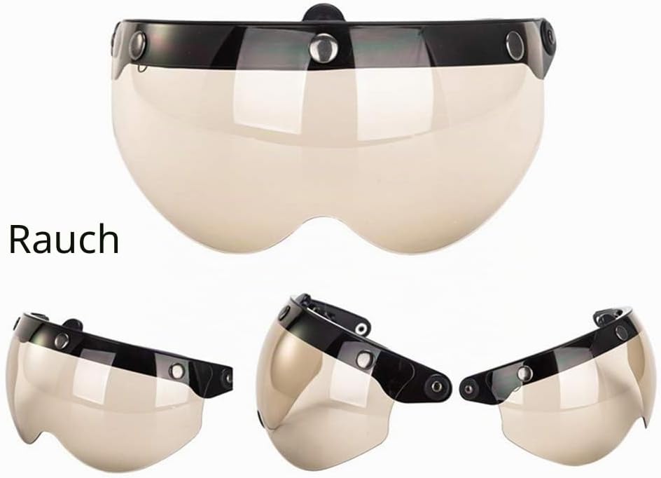 SPYMINNPOO Visier für Motorradhelme, Universelles 3-Snap-Retro-Helmvisier, Winddichtes Halbgesichtsh