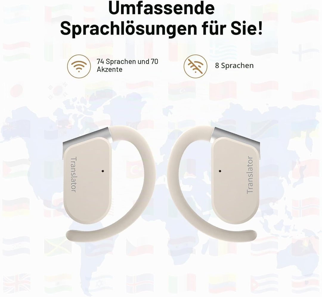 M9 AI-Sprachübersetzer-Ohrhörer, offene Ohrhörer, unterstützt 144 Sprachen &amp; Akzente, Übersetzung, E