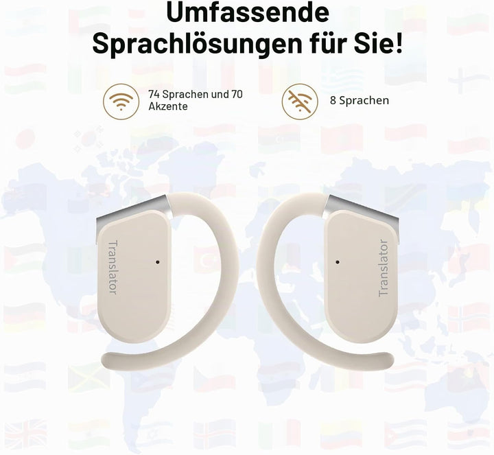 M9 AI-Sprachübersetzer-Ohrhörer, offene Ohrhörer, unterstützt 144 Sprachen &amp; Akzente, Übersetzung, E