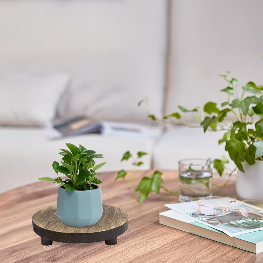 3 Stück Holz Blumenhocker,Rund Pflanzenhocker Blumenständer Dekorativer Kleiner Pflanzenständer,Für